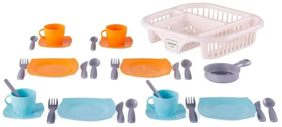 Cavallino Toys Cavallino Crockery with Dish Rack Orange 30pcs.
