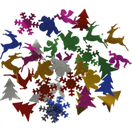 Paljetter, metallfärger, storlek 15 mm, 250 g/1 förpackning.